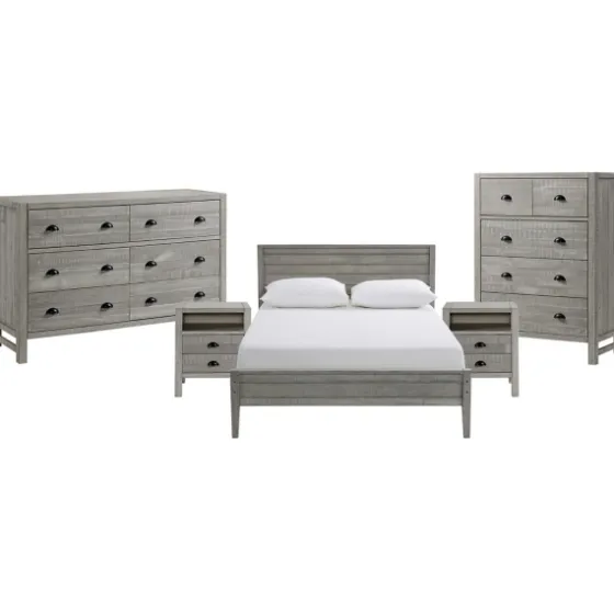 Rustic Smoke Wood Panel Full Bed Frame-Kirkland's Home Sale