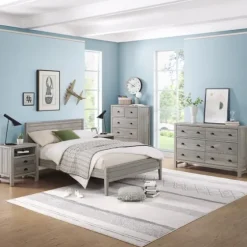 Rustic Smoke Wood Panel Full Bed Frame-Kirkland's Home Sale