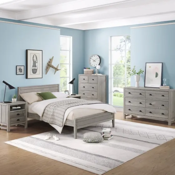 Rustic Smoke Wood Panel Full Bed Frame-Kirkland's Home Sale