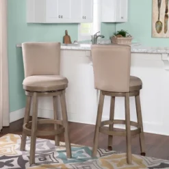 Rustic Taupe Upholstered Swivel Bar Stool-Kirkland's Home Discount