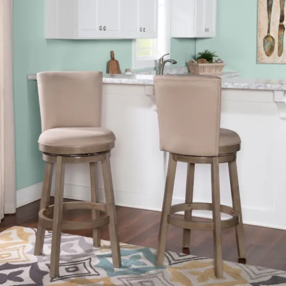 Rustic Taupe Upholstered Swivel Bar Stool-Kirkland's Home Discount