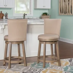 Rustic Taupe Upholstered Swivel Counter Stool-Kirkland's Home Best