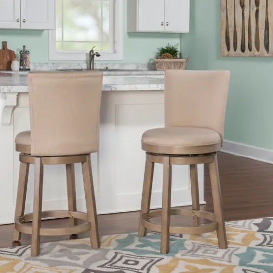 Rustic Taupe Upholstered Swivel Counter Stool-Kirkland's Home Best