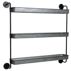 Rustic Three Tiered Galvanized Metal Wall Shelf-Kirkland's Home Discount