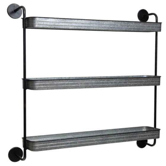 Rustic Three Tiered Galvanized Metal Wall Shelf-Kirkland's Home Discount