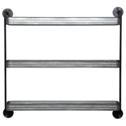 Rustic Three Tiered Galvanized Metal Wall Shelf-Kirkland's Home Discount