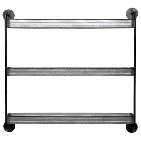 Rustic Three Tiered Galvanized Metal Wall Shelf-Kirkland's Home Discount