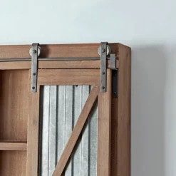 Rustic Walnut Sliding Metal Door Cabinet-Kirkland's Home Cheap