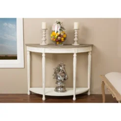 Rustic White Half Moon Console Table-Kirkland's Home Hot
