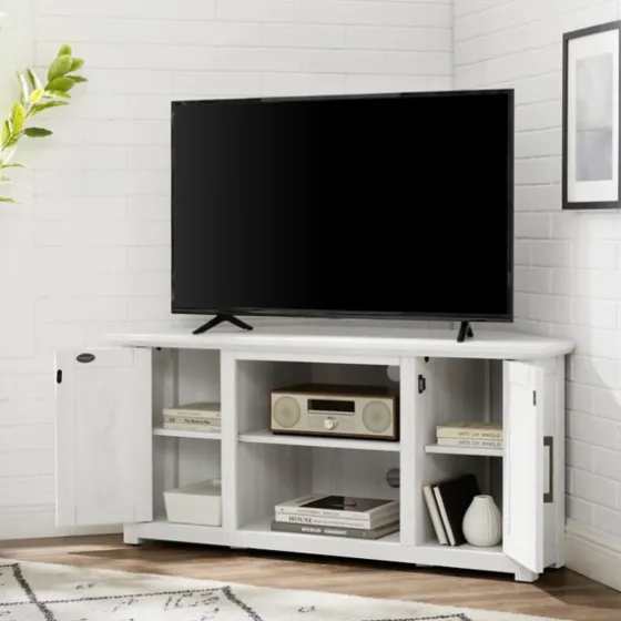 Rustic White Katy-Corner Tv Stand-Kirkland's Home Hot