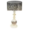 Rustic White Table Lamp With Woven Metal Shade-Kirkland's Home Discount