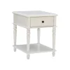 Rustic White Turned Legs Accent Table-Kirkland's Home Fashion
