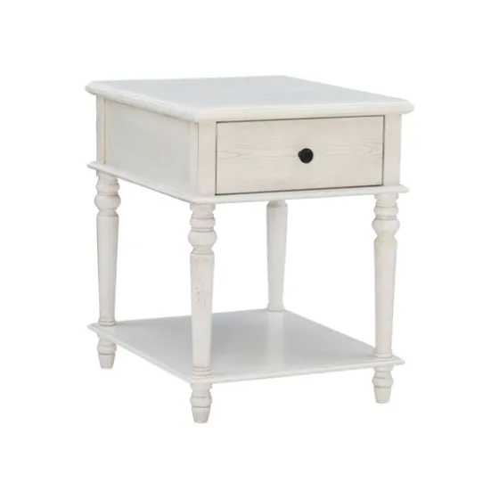 Rustic White Turned Legs Accent Table-Kirkland's Home Fashion