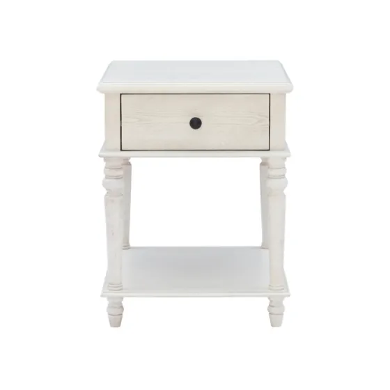 Rustic White Turned Legs Accent Table-Kirkland's Home Fashion