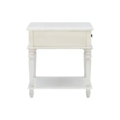 Rustic White Turned Legs Accent Table-Kirkland's Home Fashion