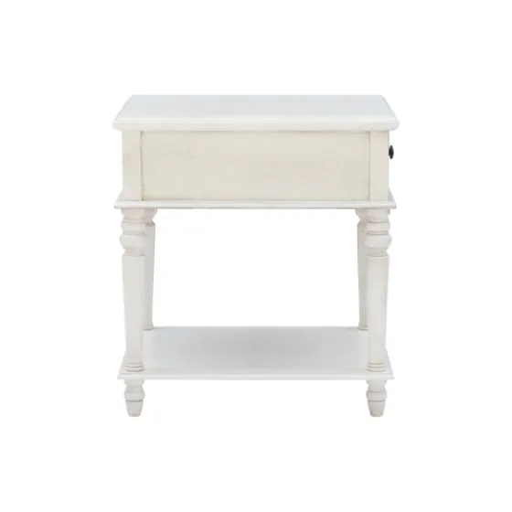 Rustic White Turned Legs Accent Table-Kirkland's Home Fashion