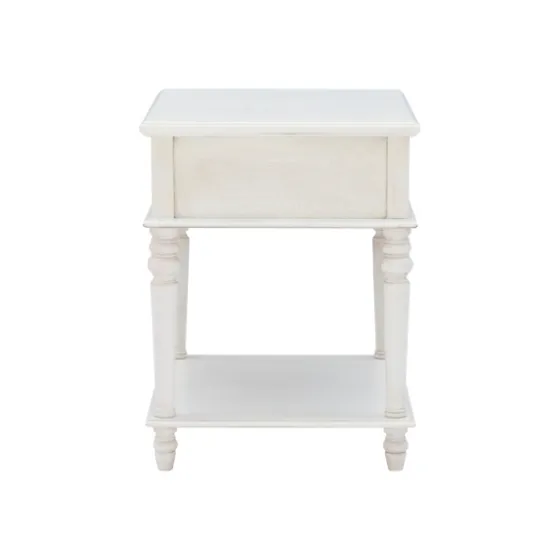 Rustic White Turned Legs Accent Table-Kirkland's Home Fashion