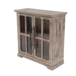 Rustic Wood And Glass 2-Door Cabinet-Kirkland's Home Fashion