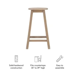 Rustic Wood Pub Classic Backless Counter Stool-Kirkland's Home Cheap