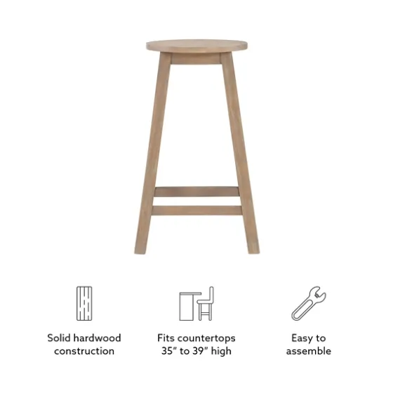 Rustic Wood Pub Classic Backless Counter Stool-Kirkland's Home Cheap