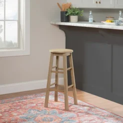 Rustic Wood Pub Classic Backless Bar Stool-Kirkland's Home New