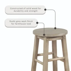 Rustic Wood Pub Classic Backless Bar Stool-Kirkland's Home New