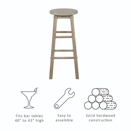 Rustic Wood Pub Classic Backless Bar Stool-Kirkland's Home New