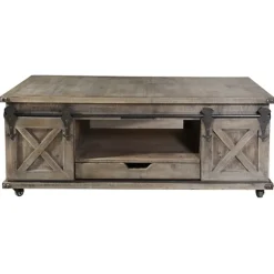 Rustic Wood Rolling Barn Door Coffee Table-Kirkland's Home Discount