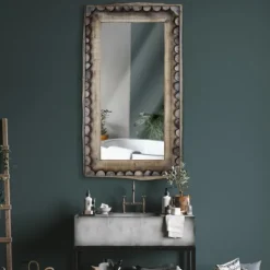 Rustic Wood Scalloped Edge Wall Mirror-Kirkland's Home Outlet