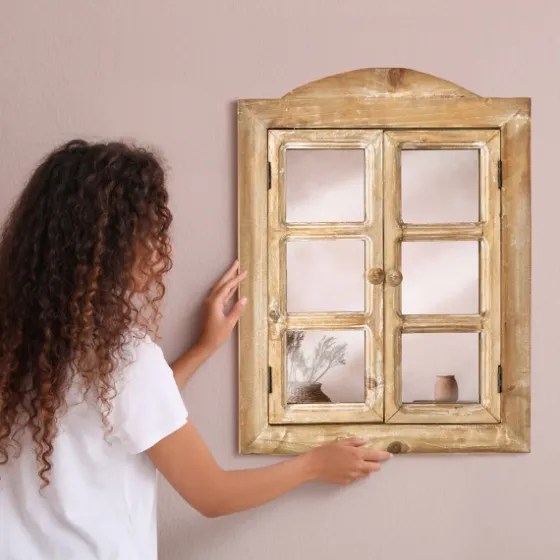 Rustic Wooden Dual Window Shutter Wall Mirror-Kirkland's Home Sale