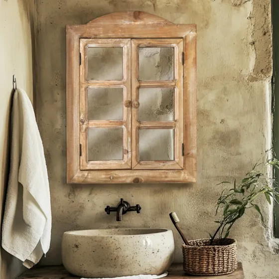 Rustic Wooden Dual Window Shutter Wall Mirror-Kirkland's Home Sale