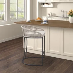 Rustic Woven Rope Back Counter Stool-Kirkland's Home Fashion