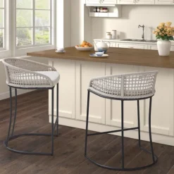 Rustic Woven Rope Back Counter Stool-Kirkland's Home Fashion