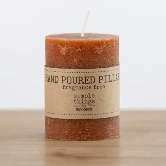 Rusty Unscented Pillar Candle, 3X4 In.-Kirkland's Home Outlet