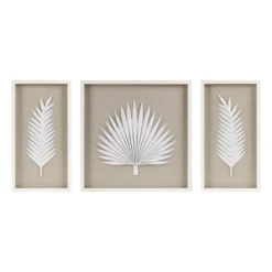 Sabal Rice Paper Palm Shadowbox Plaques, Set Of 3-Kirkland's Home Cheap