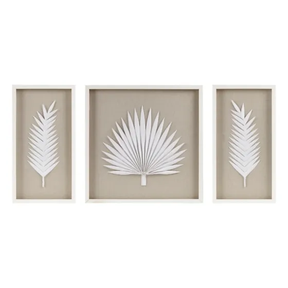 Sabal Rice Paper Palm Shadowbox Plaques, Set Of 3-Kirkland's Home Cheap