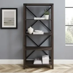 Sable Wood X-Frame Classic Bookcase-Kirkland's Home Fashion