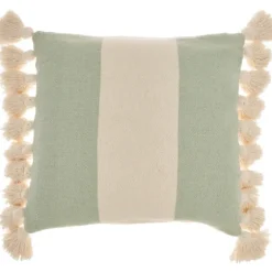 Sage And Ivory Striped Tassel Pillow-Kirkland's Home Hot