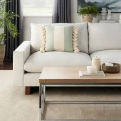 Sage And Ivory Striped Tassel Pillow-Kirkland's Home Hot