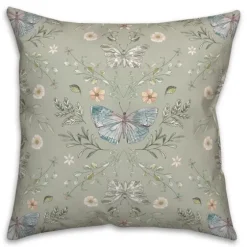 Sage Botanical Butterfly Throw Pillow-Kirkland's Home Clearance