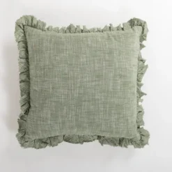 Sage Chambray Ruffle Edge Pillow-Kirkland's Home Shop