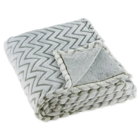 Sage Chevron Plush Throw-Kirkland's Home Fashion