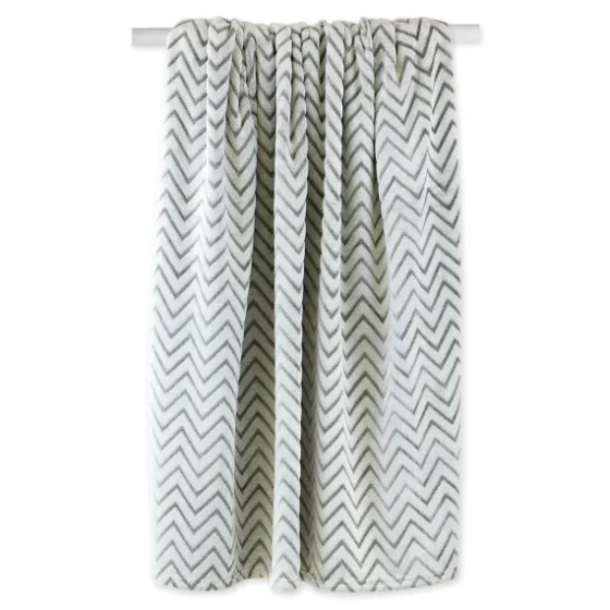 Sage Chevron Plush Throw-Kirkland's Home Fashion