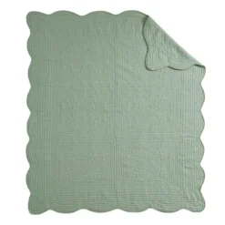 Sage Oversized Quilted Scalloped Edge Throw-Kirkland's Home New