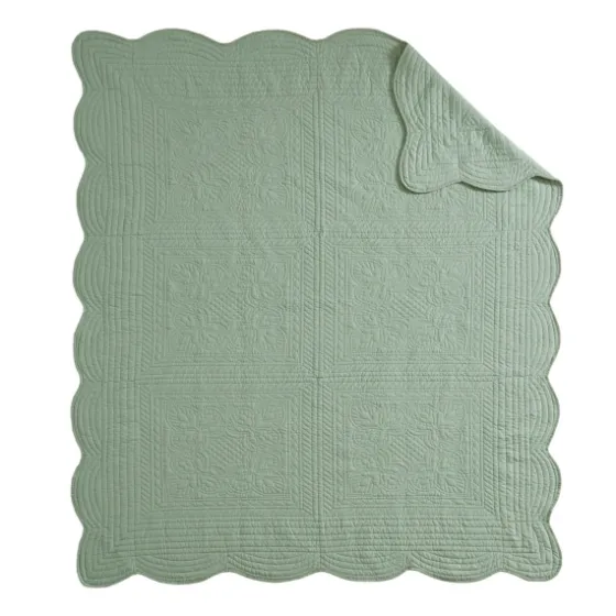 Sage Oversized Quilted Scalloped Edge Throw-Kirkland's Home New