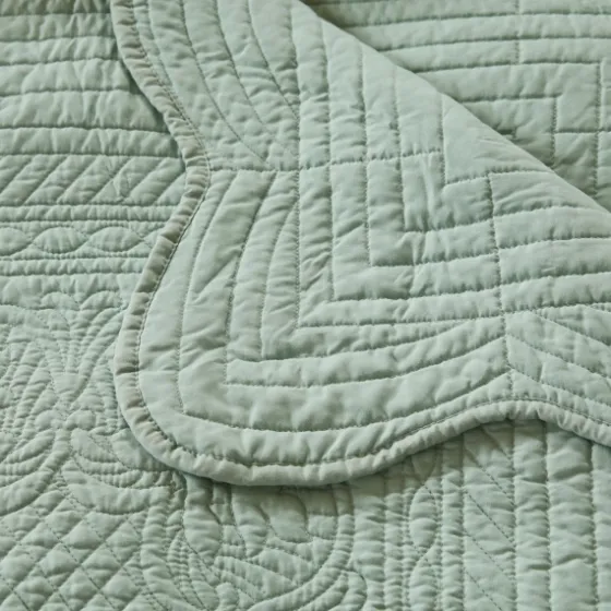 Sage Oversized Quilted Scalloped Edge Throw-Kirkland's Home New