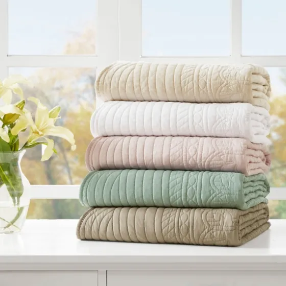 Sage Oversized Quilted Scalloped Edge Throw-Kirkland's Home New