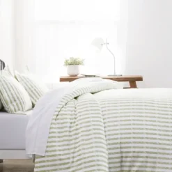 Sage Rugged Stripes Puffed King 3-Pc. Duvet Set-Kirkland's Home Fashion