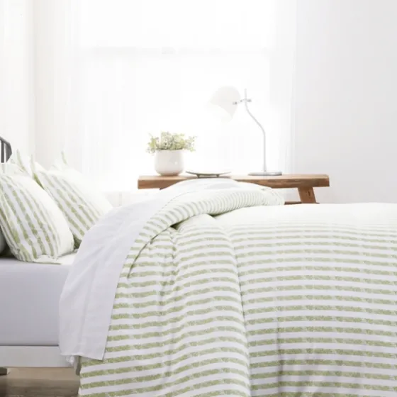 Sage Rugged Stripes Puffed King 3-Pc. Duvet Set-Kirkland's Home Fashion