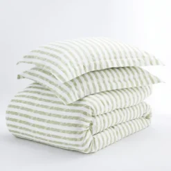 Sage Rugged Stripes Puffed King 3-Pc. Duvet Set-Kirkland's Home Fashion